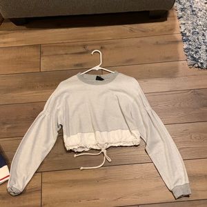 Cropped Sweater With Tie at Bottom